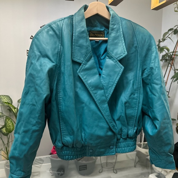 Danier Jackets & Blazers - Danier - Vintage 80s Blue Leather Jacket